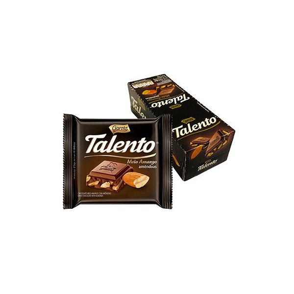 Chocolate Talento Meio Amargo Amêndoas com 15 unidades de 25g cada