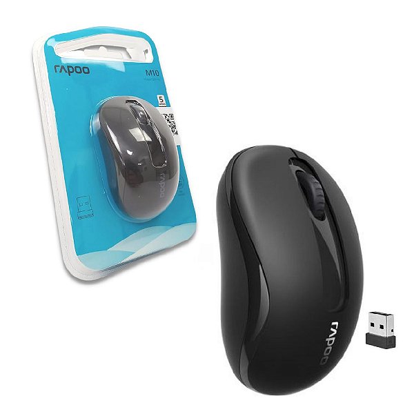 Mouse Rapoo 2.4 Ghz Black S/ Fio Pilha Inclusa M10 - Ra007 - Marketistore