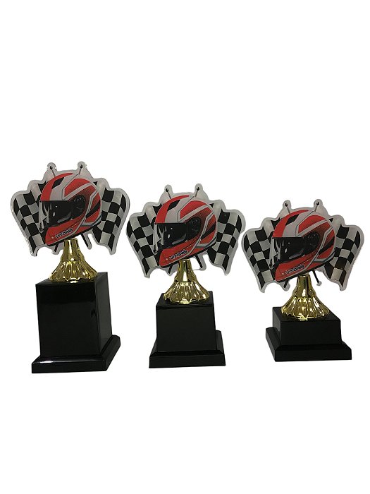 Troféu Corrida Kart Acrílico Pequeno