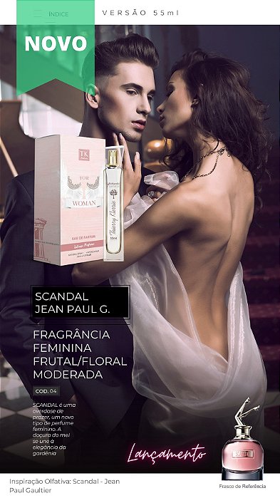 04 INSPIRAÇÃO TK - SCANDAL - JEAN PAUL GAULTIER 55ML | Perfume Para Revenda