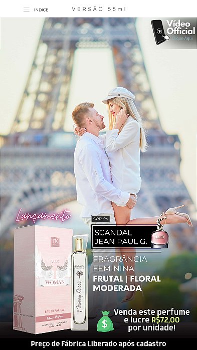 04 INSPIRAÇÃO TK - SCANDAL - JEAN PAUL GAULTIER 55ML | Perfume Para Revenda