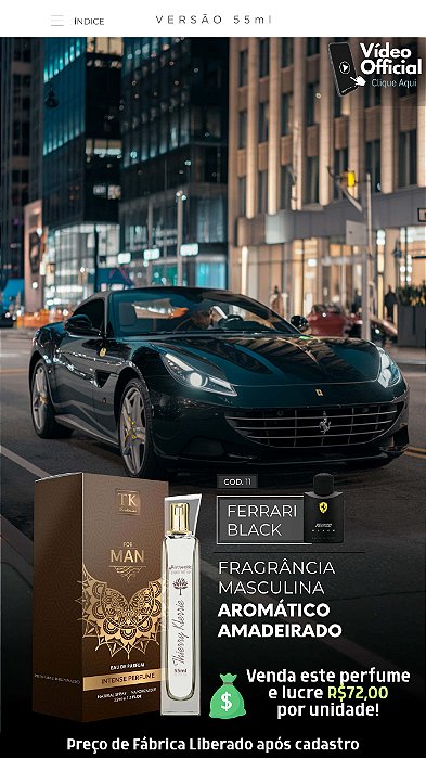 11 INSPIRAÇÃO TK - FERRARI BLACK 55ML | Perfume Para Revenda