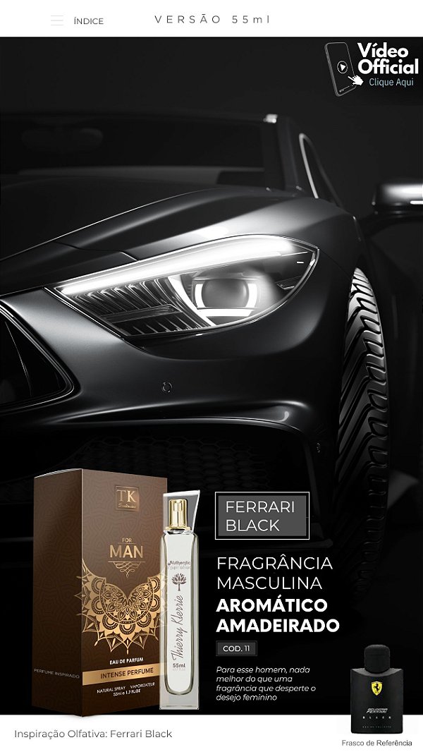 11 INSPIRAÇÃO TK - FERRARI BLACK 55ML | Perfume Para Revenda
