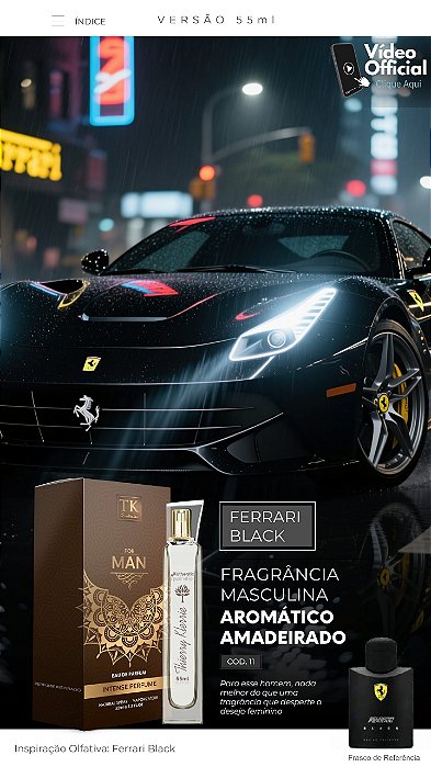 11 INSPIRAÇÃO TK - FERRARI BLACK 55ML | Perfume Para Revenda