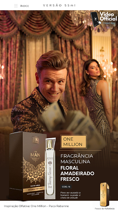 16 INSPIRAÇÃO TK - ONE MILLION MEN 55ML | Perfume Para Revenda