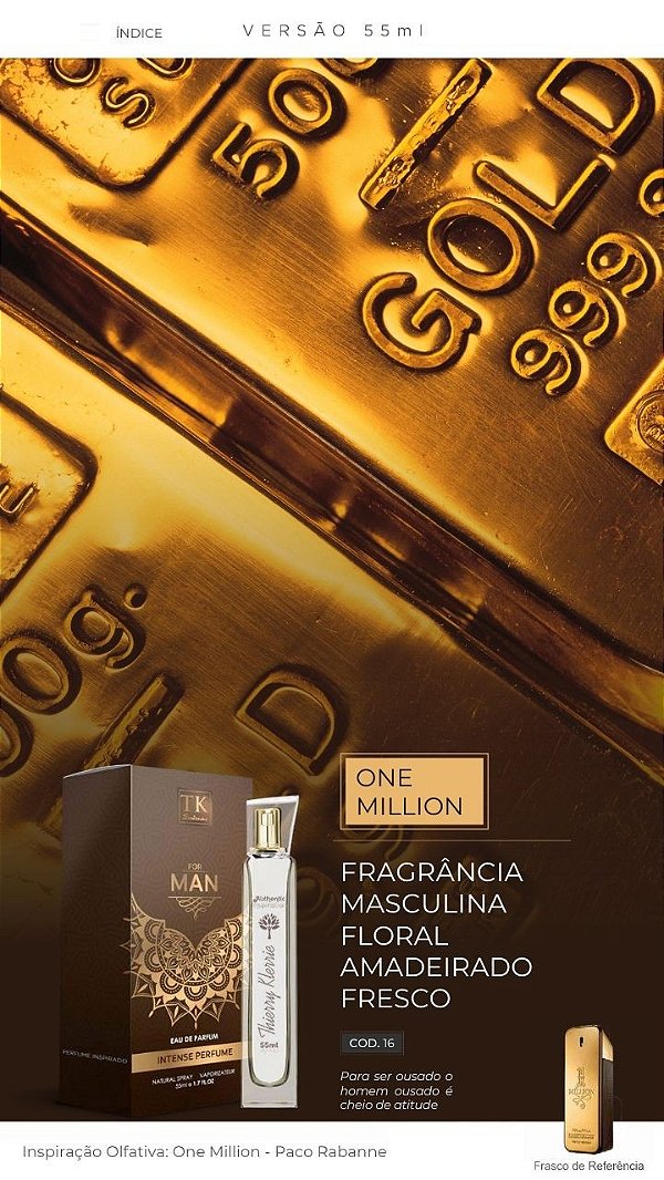 16 INSPIRAÇÃO TK - ONE MILLION MEN 55ML | Perfume Para Revenda