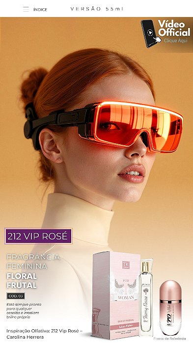 03 INSPIRAÇÃO TK - 212 VIP ROSÉ 55ML | Perfume Para Revenda