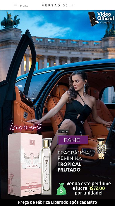 08 INSPIRAÇÃO TK - FAME PACO RABANNE 55ML | Perfume Para Revenda