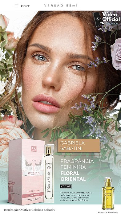 09 INSPIRAÇÃO TK - GABRIELA SABATINI 55ML | Perfume Para Revenda