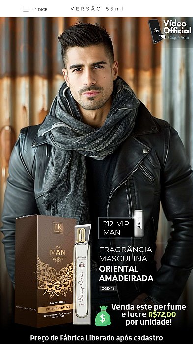 13 INSPIRAÇÃO TK - 212 VIP MEN 55ML | Perfume Para Revenda