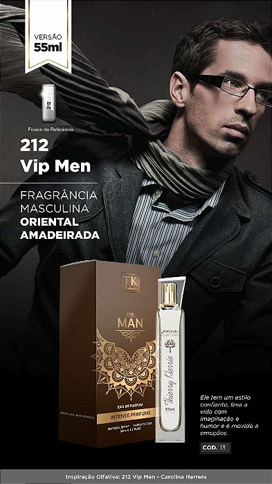 13 INSPIRAÇÃO TK - 212 VIP MEN 55ML | Perfume Para Revenda