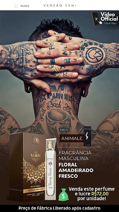 14 INSPIRAÇÃO TK - ANIMALE MEN 55ML | Perfume Para Revenda
