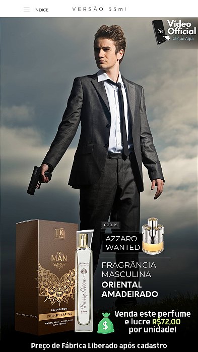 15 INSPIRAÇÃO TK - AZZARO WANTED 55ML | Perfume Para Revenda