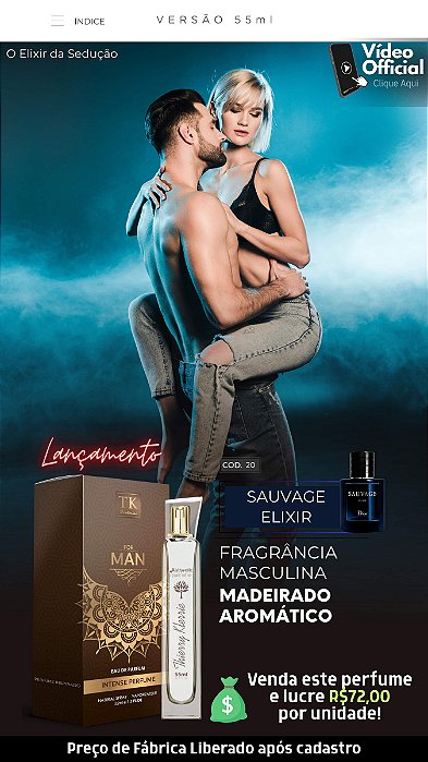 20 INSPIRAÇÃO TK - SAUVAGE ELIXIR - DIOR 55ML | Perfume Para Revenda