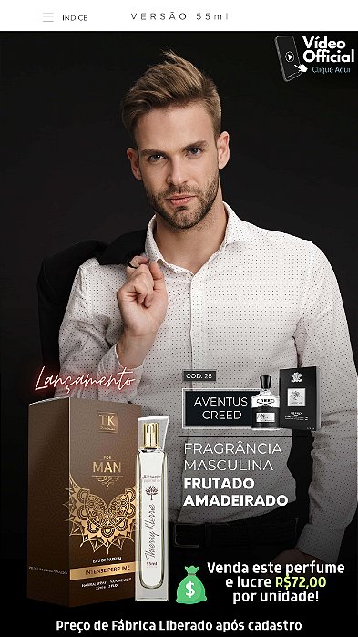 28 INSPIRAÇÃO TK - AVENTUS CREED MASCULINO 55ML | Perfume Para Revenda