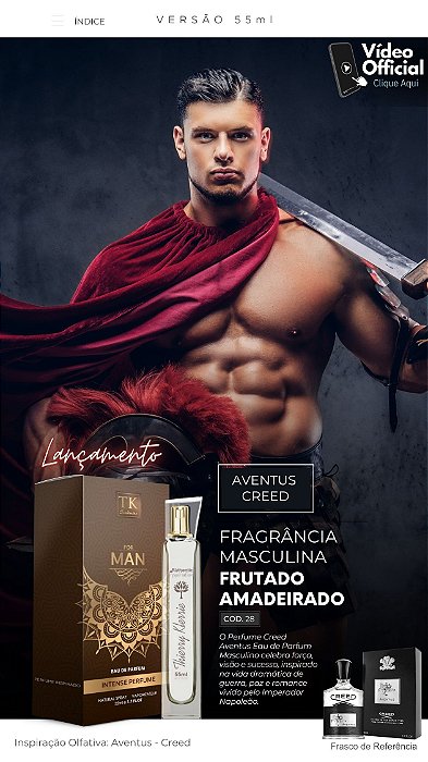 28 INSPIRAÇÃO TK - AVENTUS CREED MASCULINO 55ML | Perfume Para Revenda