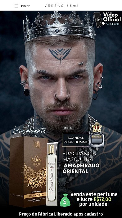 30 INSPIRAÇÃO TK - SCANDAL POUR HOMME MASCULINO 55ML | Perfume Para Revenda