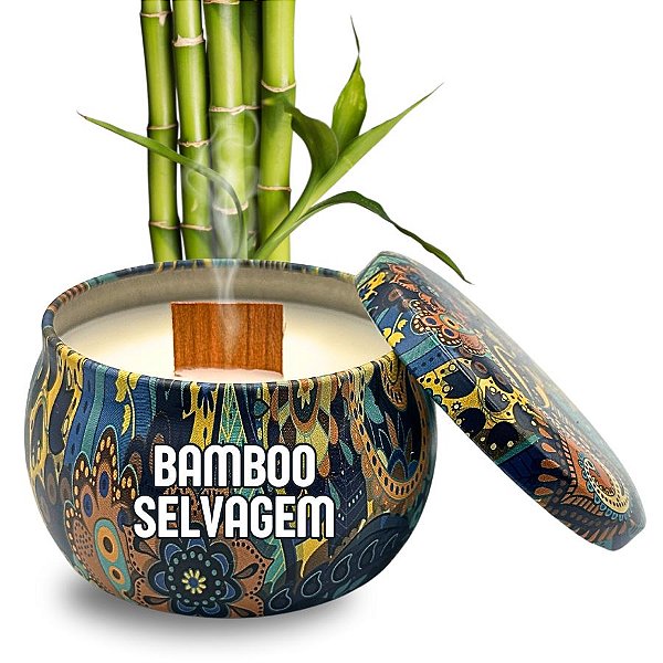 Vela Aromática Luxo 130g BAMBOO MMARTAN Pavio Madeira | Vela Aromatica Atacado para Revenda