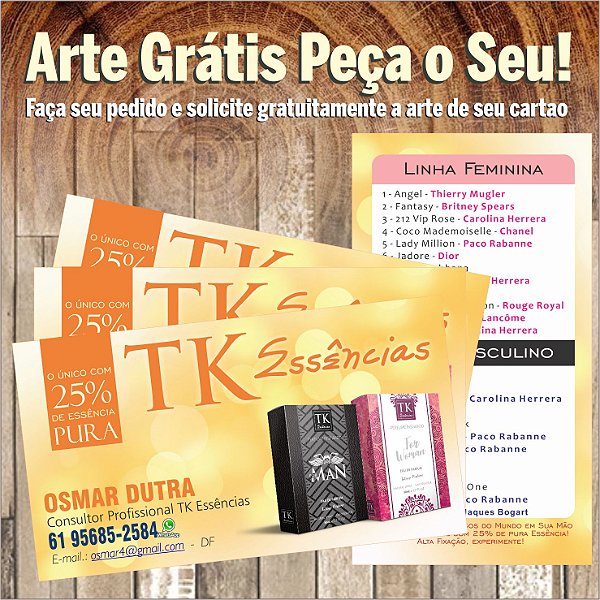 Arte Grátis Cartões Personalizados TK Essências