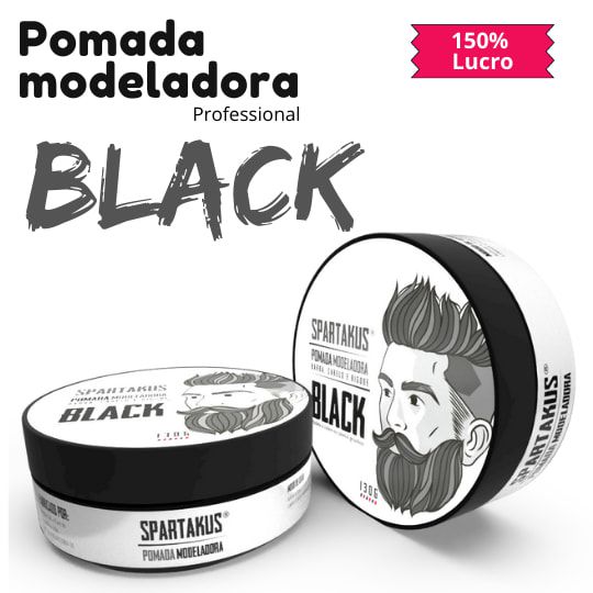 01# Pomada Modeladora Preta/Black Spartakus 130gr