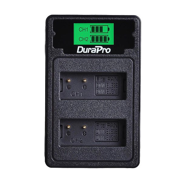 Carregador de Bateria Panasonic DMW-BLE9 / DMW-BLG10 Digital Duplo DuraPro