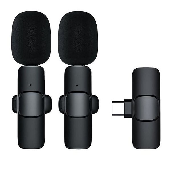Microfone de Lapela Duplo Sem Fio para Celular IOS e Android