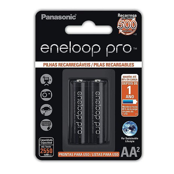 Pilha Recarregável Eneloop Pro AA C/2 2550 mAh