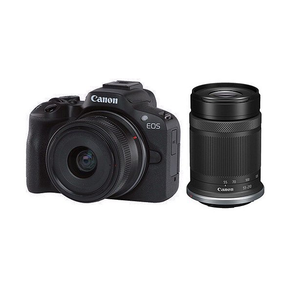 Câmera Canon EOS R50 + Lente 18-45mm + Lente 55-210mm - Seminovo