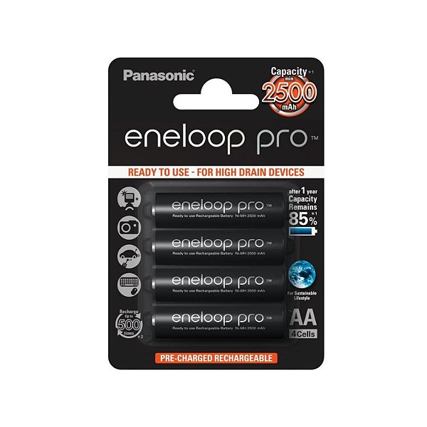 PILHA RECARREGÁVEL ENELOOP PRO AA C/4 2550 MAH ORIGINAL MADE IN JAPAN