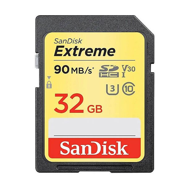 Cartão SD SanDisk Extreme 32GB 90 MB/s SDHC UHS-I 4K Original