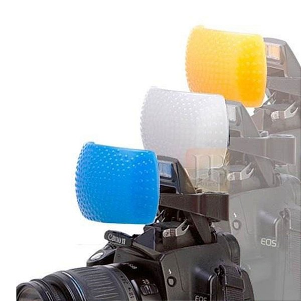 Difusor para Camera Reflex Pop Up Kit 3 Cores Azul Laranja e Branco