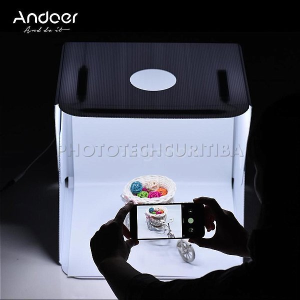 MINI STUDIO FOTOGRÁFICO ANDOER 40cm COM 112 LEDS