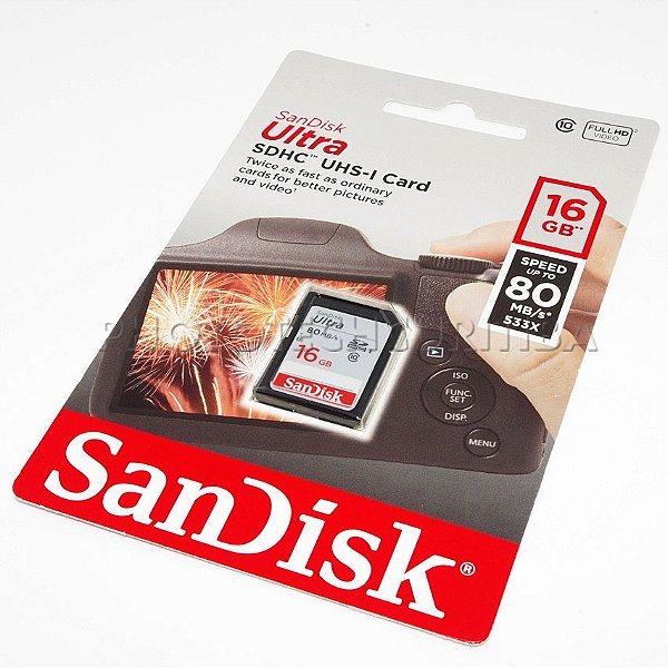 Cartão SD Sandisk Ultra 16GB Class 10 80 MB/s SDHC UHS-I Original