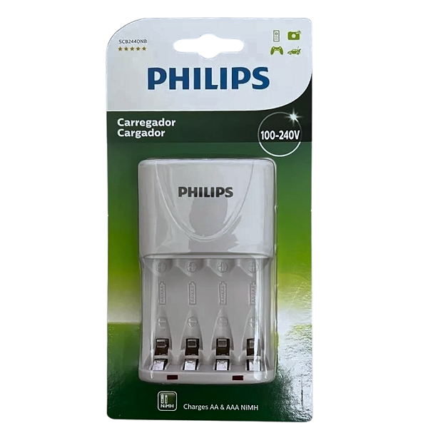 Carregador de Pilha Philips Com Dois Canais Independentes AA/AAA