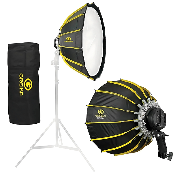 Iluminador Led Light 100W Com Softbox Parabólico Octagonal 16 Varetas sem Grid GKT-600