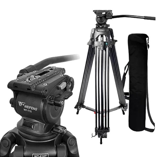 Tripé Profissional Weifeng WF-715 Hidráulica Suporta 9kg