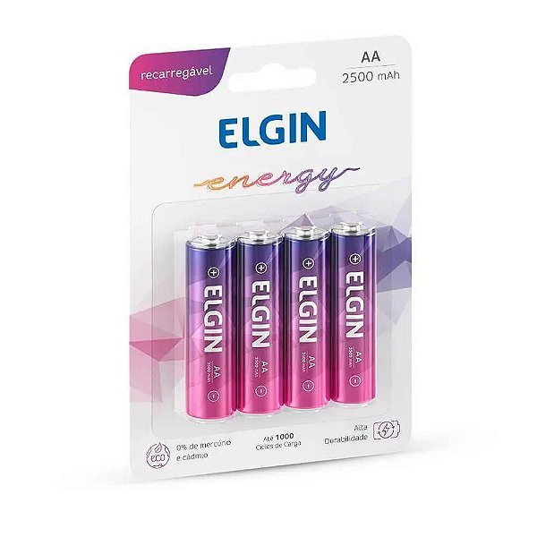 Pilha Recarregável  Elgin AA C/4 2500 MAH