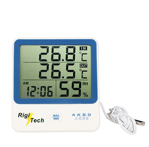 TERMO-HIGRÔMETRO DIGITAL COM SENSOR EXTERNO E CERTIFICADO DE CALIBRAÇÃO