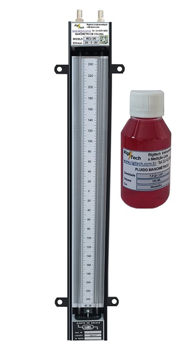 MANÔMETRO DE COLUNA 'U' ESCALA DE 250-0-250 COM CERTIFICADO DE CALIBRAÇÃO RASTREÁVEL À RBC