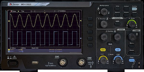 OSCILOSCÓPIO DIG.2 CANAIS / COLORIDO / INTERFACE USB / BANDA DE FREQUÊNCIA 100 MHZ / 1GS/S / MEMÓRIA DE 10KPTS