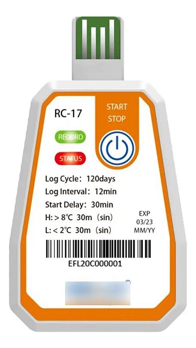 DATALOGGER TEMPERATURA (-30 A 70°C) DESCARTÁVEL 16000 LEITURAS CONEXAO USB DIRETA