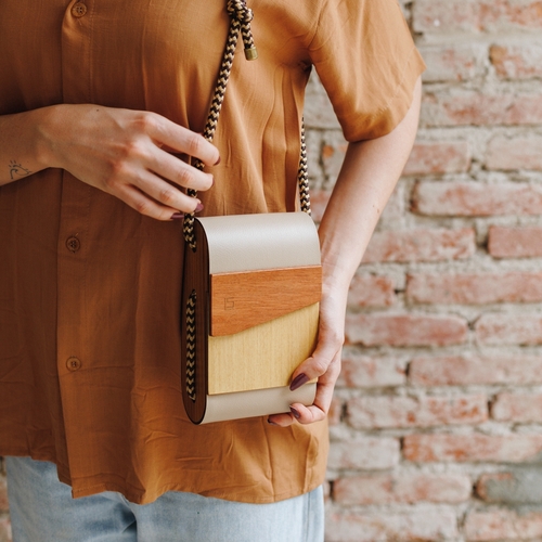 Bolsa Vertical madeira Curupixa e Marfim