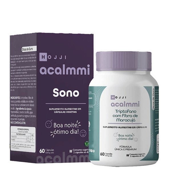 ACALMMI Sono Hojji Triptofano + Fibra de Maracujá Natural para Dormir 60 cáps Vegano