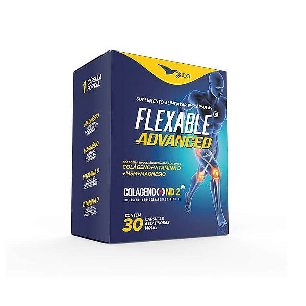 FlexAble Advanced Colágeno Tipo 2 UC-II + MSM + Vitamina D 30 Cápsulas | Global Suplementos