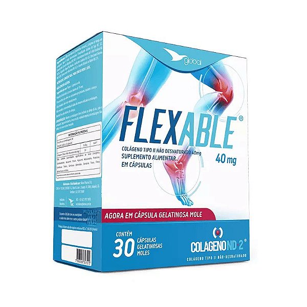 Colágeno Tipo 2 não Desnaturado 40mg - 30 CGM - Flexable - GLOBAL