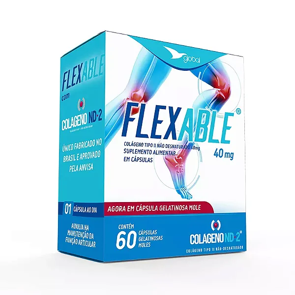 Colágeno Tipo 2 não Desnaturado 40mg - 60 CGM - Flexable - GLOBAL