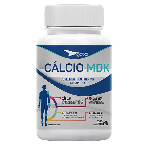 Suplemento MDK com Cálcio, Magnésio, Vitamina D e K - 60 CGM - GLOBAL