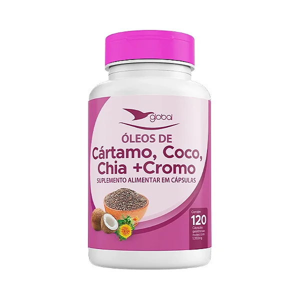 Suplemento Óleos de Cártamo, Coco, Chia e Cromo - 120 CGM - GLOBAL