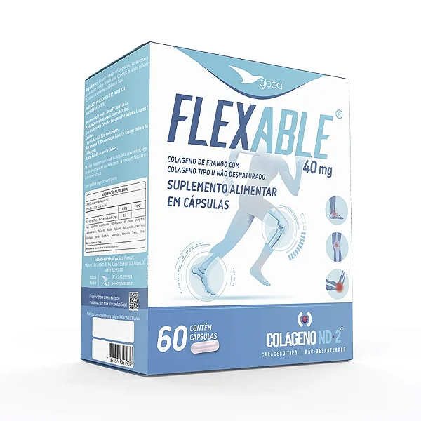 Colágeno Tipo 2 não Desnaturado 40mg - 60 CPS - Flexable - GLOBAL