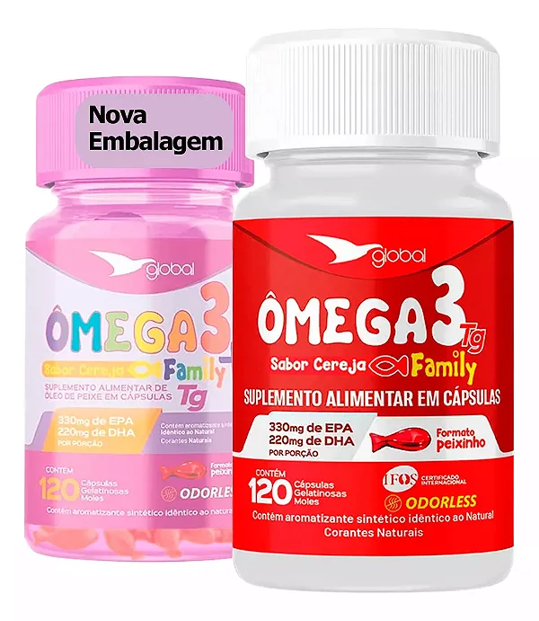 Ômega 3 Peixinho 33/22 Family Infantil Cereja - 120 CGM - GLOBAL